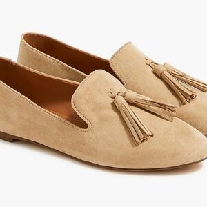 J Crew Factory Faux-suede smoking loafers with tassels, women’s size 9